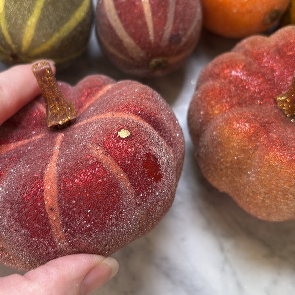 BUNDLE Decorative Fall Filler Autumnal Beaded & Velvet Pumpkins, Gourds, Acorns - Picture 9 of 15